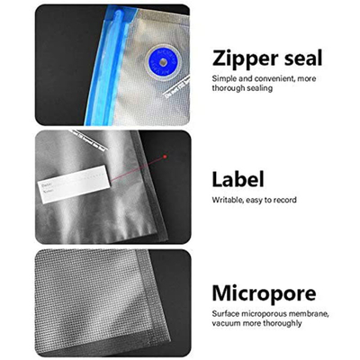 Túi Zipper chân không có thể tái sử dụng cho Sous Vide Cooking Túi bảo quản thực phẩm có van