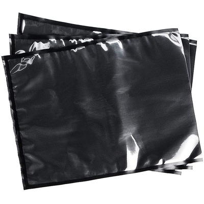 In tùy chỉnh Túi dây kéo chân không có thể uốn lại màu đen Mặt sau trong suốt Túi nylon phía trước