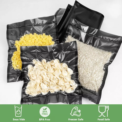 Gói chân không Precut cấp thực phẩm Cuộn lưu trữ con dấu chân không Ziplock đen / rõ ràng