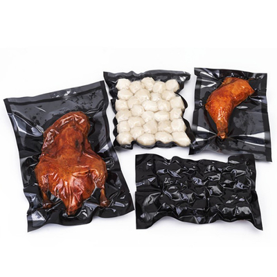 In tùy chỉnh Túi dây kéo chân không có thể uốn lại màu đen Mặt sau trong suốt Túi nylon phía trước